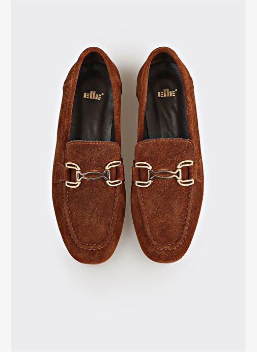 Kahve Deri Kadın Loafer - Görsel 5