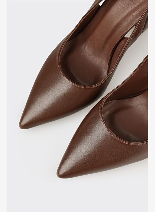 Kahve Deri Kadın Topuklu Ayakkabı - Görsel 5