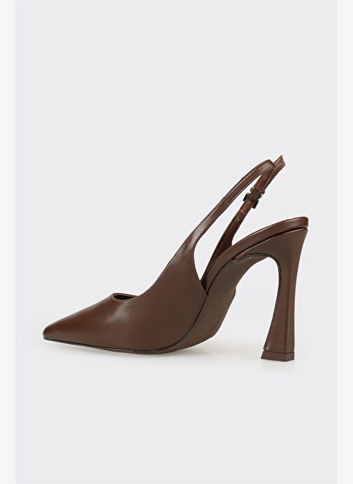 Kahve Deri Kadın Topuklu Ayakkabı - Görsel 4