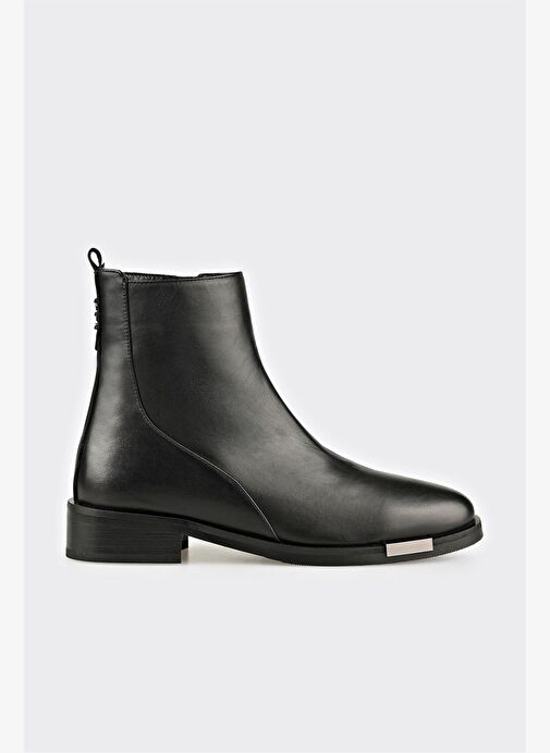 Siyah Deri Kadın Klasik Bot - Görsel 2