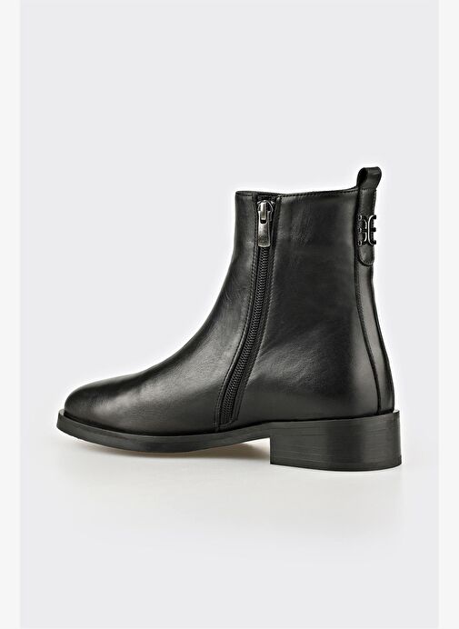 Siyah Deri Kadın Klasik Bot - Görsel 4