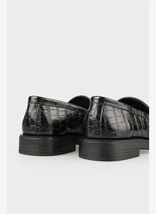 Siyah Deri Kadın Günlük Ayakkabı - Görsel 6