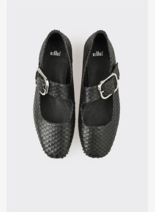 Siyah Deri Kadın Günlük Ayakkabı - Görsel 5