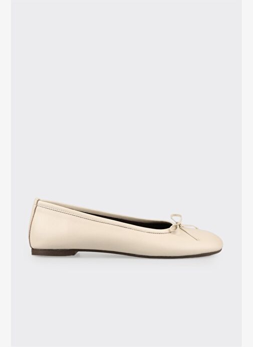 Bej Deri Kadın Günlük Ayakkabı - Görsel 2