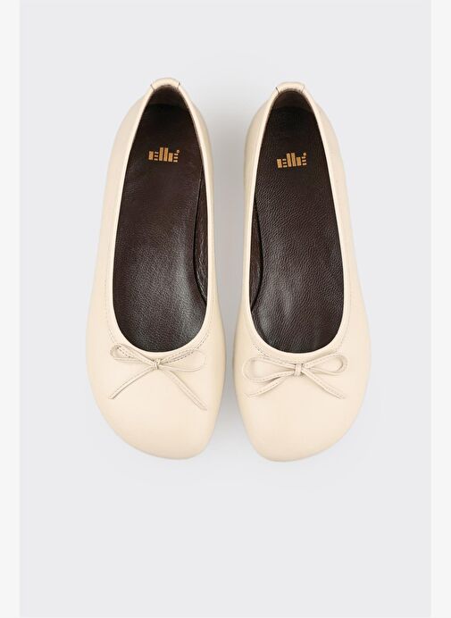 Bej Deri Kadın Günlük Ayakkabı - Görsel 5