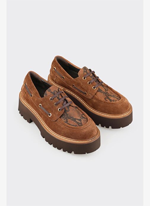 Taba Deri Kadın Günlük Ayakkabı - Görsel 3