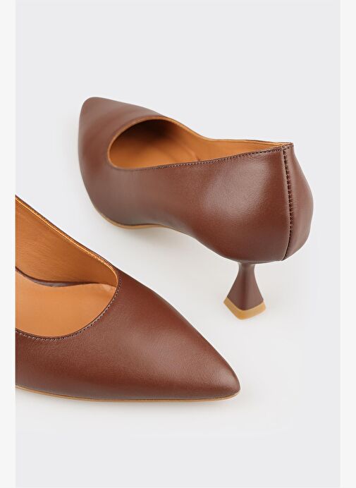 Kahve Deri Kadın Stiletto - Görsel 5