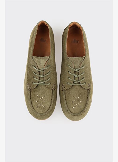 Haki Deri Kadın Günlük Ayakkabı - Görsel 5