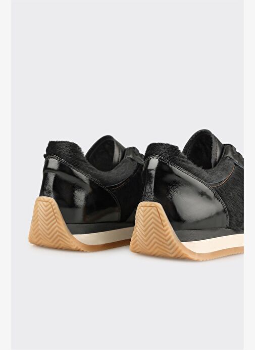 Siyah Deri Kadın Spor Ayakkabı - Görsel 6