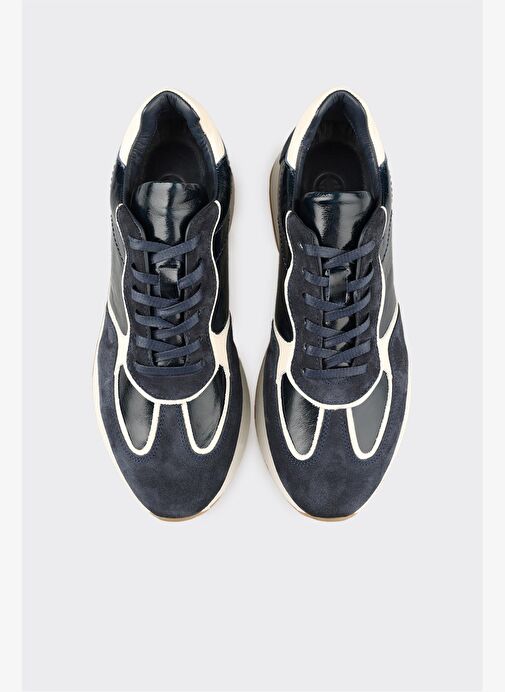 Lacivert Deri Kadın Spor Ayakkabı - Görsel 5