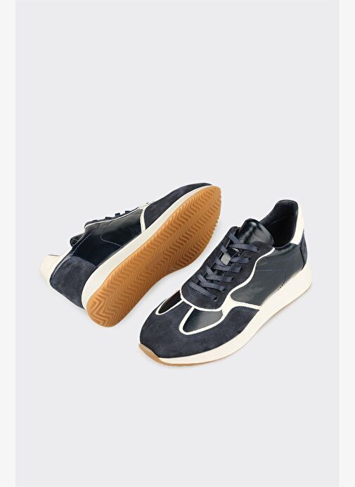 Lacivert Deri Kadın Spor Ayakkabı - Görsel 4