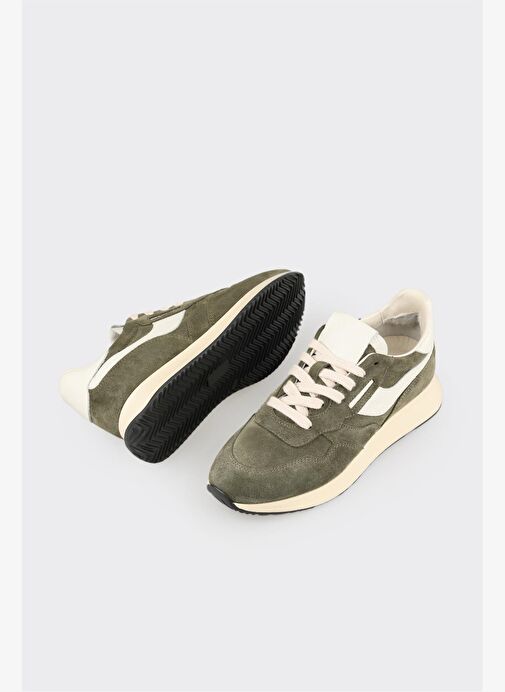 Yeşil Deri Kadın Spor Ayakkabı - Görsel 4