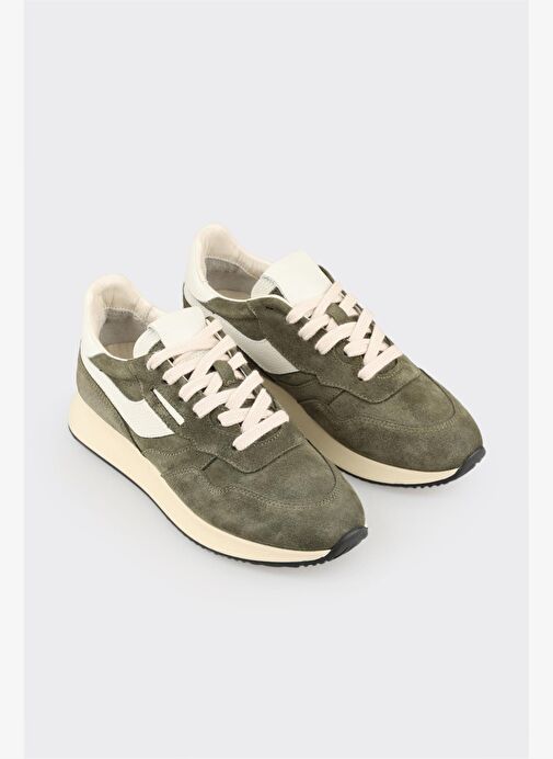 Yeşil Deri Kadın Spor Ayakkabı - Görsel 3