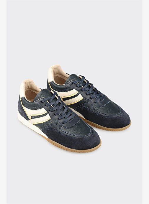 Lacivert Deri Kadın Spor Ayakkabı - Görsel 3