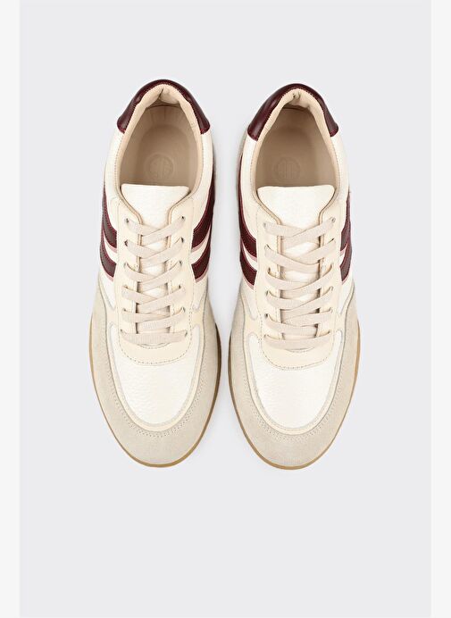 Ekru Deri Kadın Spor Ayakkabı - Görsel 5
