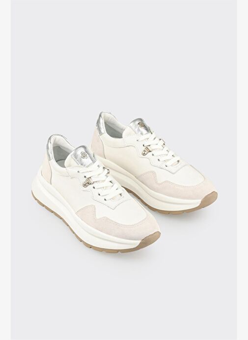 Beyaz Deri Kadın Spor Ayakkabı - Görsel 3