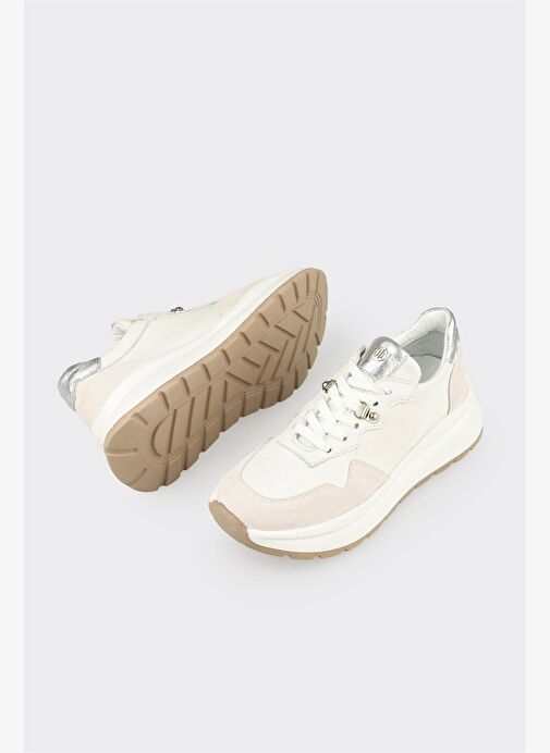 Beyaz Deri Kadın Spor Ayakkabı - Görsel 4