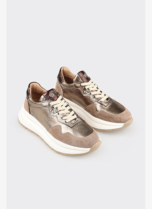 Vizon Deri Kadın Spor Ayakkabı - Görsel 3