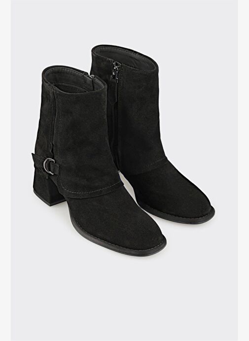 Siyah Deri Kadın Klasik Bot - Görsel 3