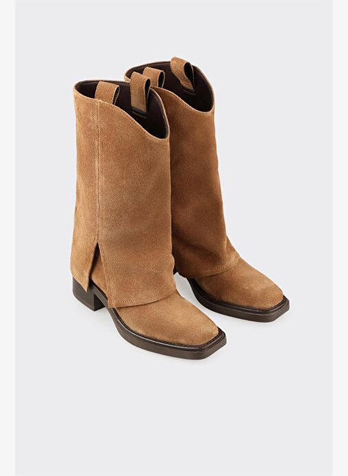 Taba Deri Kadın Western Çizme - Görsel 3