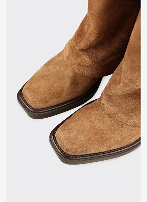 Taba Deri Kadın Western Çizme - Görsel 5