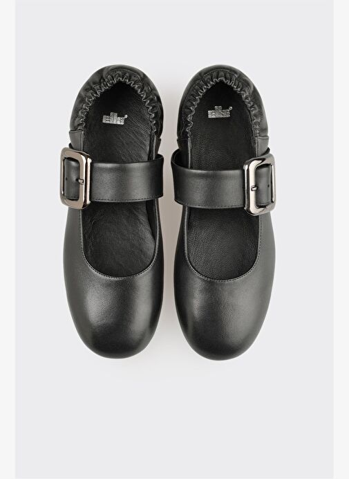 Siyah Deri Kadın Günlük Ayakkabı - Görsel 5