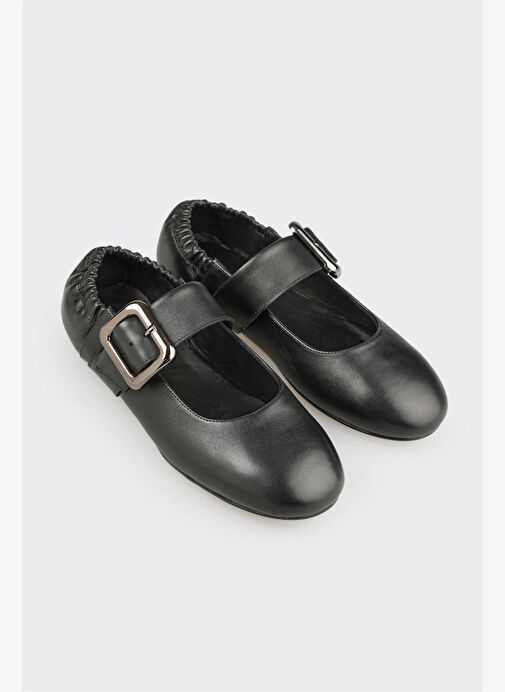 Siyah Deri Kadın Günlük Ayakkabı - Görsel 3