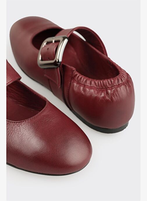 Bordo Deri Kadın Günlük Ayakkabı - Görsel 6