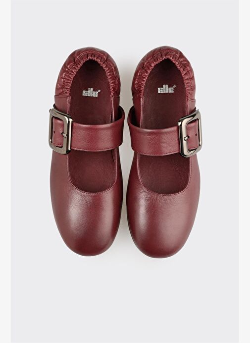 Bordo Deri Kadın Günlük Ayakkabı - Görsel 5