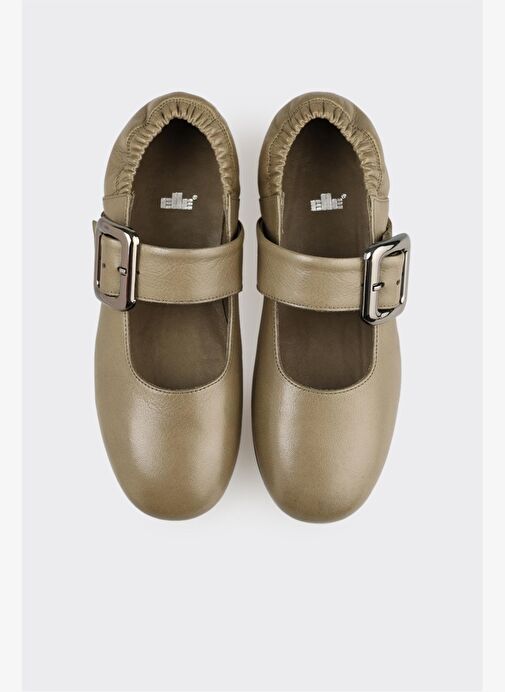 Haki Deri Kadın Günlük Ayakkabı - Görsel 5