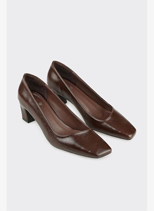 Kahve Kadın Orta Topuk Ayakkabı - Görsel 3