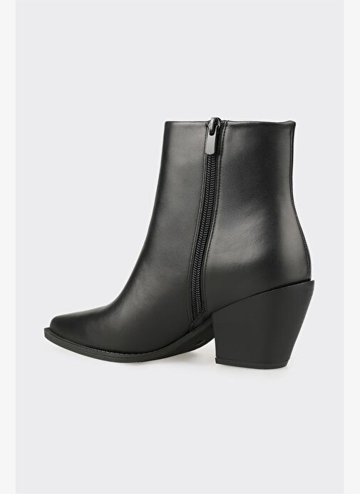 Siyah Deri Kadın Western Bot - Görsel 4