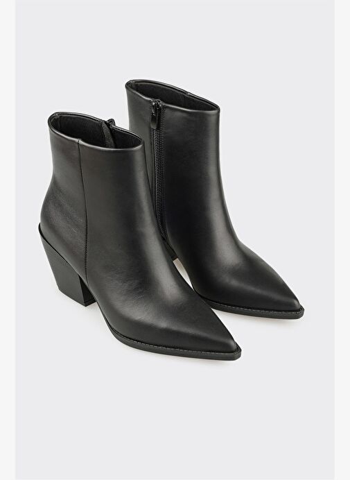 Siyah Deri Kadın Western Bot - Görsel 3