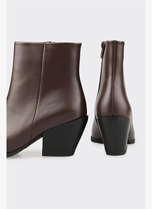 Kahve Deri Kadın Western Bot - Görsel 5