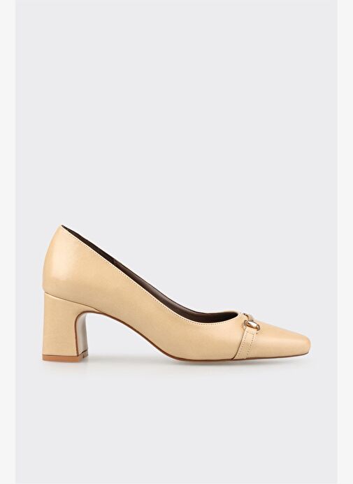 Bej Kadın Orta Topuk Ayakkabı - Görsel 2
