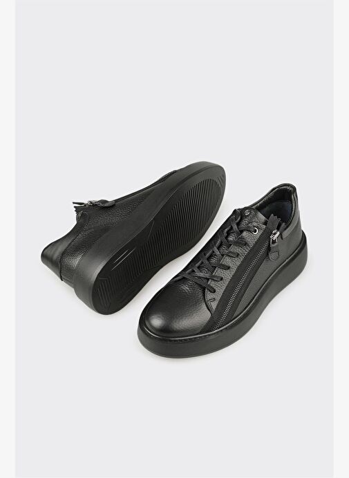 Siyah Deri Erkek Spor Ayakkabı - Görsel 4