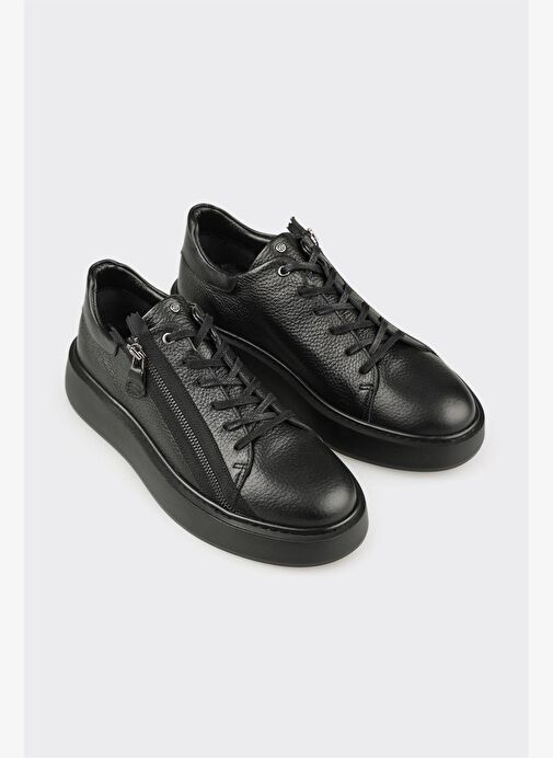 Siyah Deri Erkek Spor Ayakkabı - Görsel 3