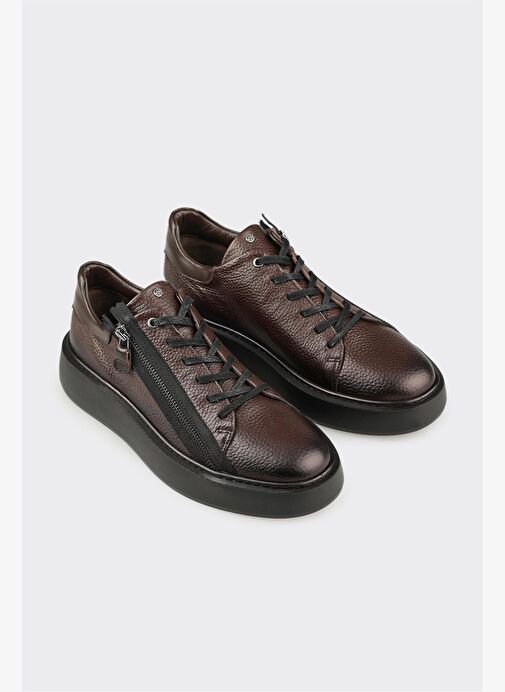 Kahve Deri Erkek Spor Ayakkabı - Görsel 3