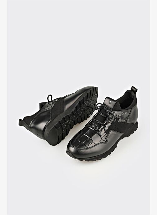 Siyah Deri Erkek Günlük Ayakkabı - Görsel 4