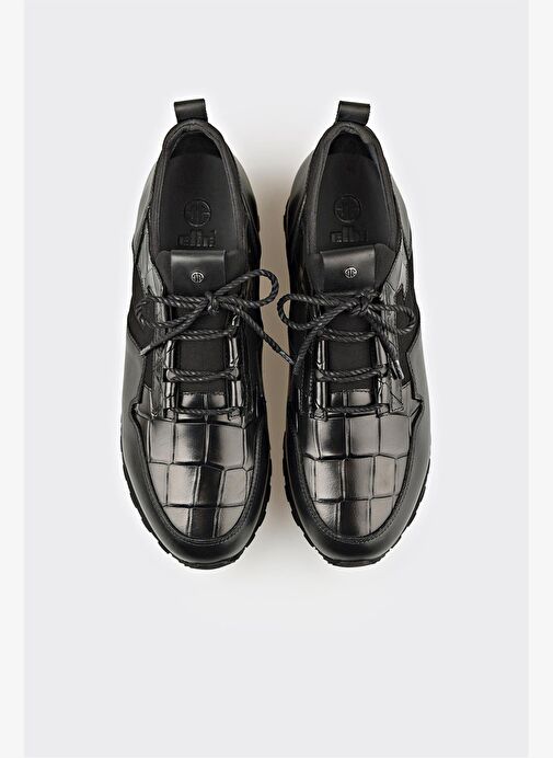 Siyah Deri Erkek Günlük Ayakkabı - Görsel 5