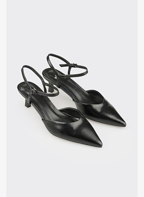 Siyah Kadın Orta Topuk Ayakkabı - Görsel 3