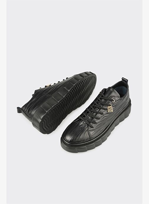 Siyah Deri Erkek Spor Ayakkabı - Görsel 4