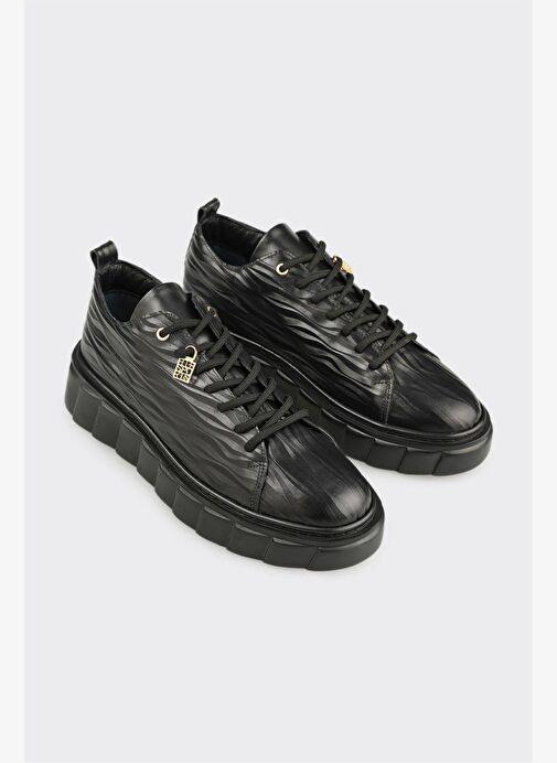 Siyah Deri Erkek Spor Ayakkabı - Görsel 3