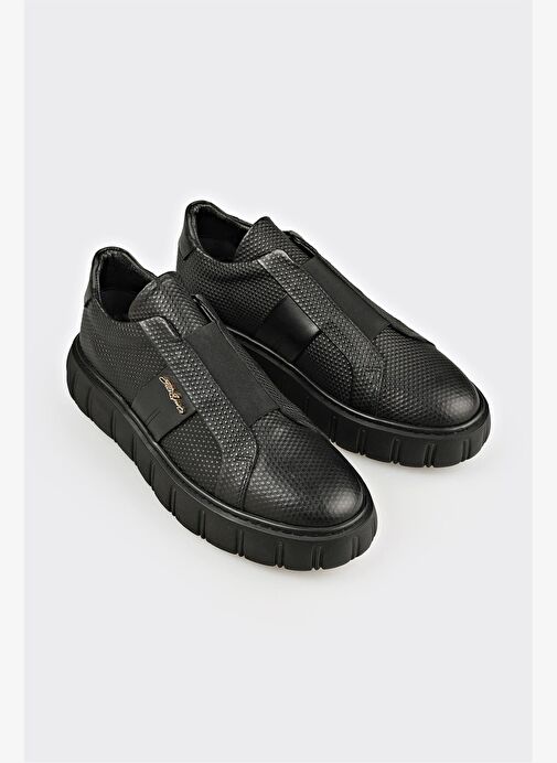 Siyah Deri Erkek Spor Ayakkabı - Görsel 3