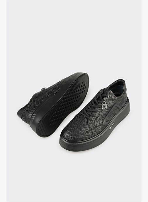 Siyah Deri Erkek Spor Ayakkabı - Görsel 4