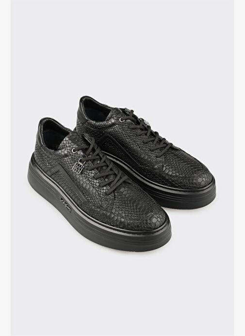 Siyah Deri Erkek Spor Ayakkabı - Görsel 3