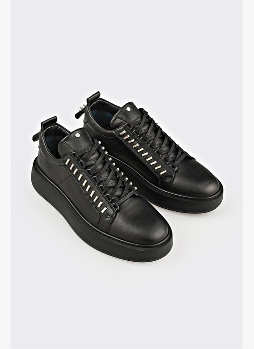 Siyah Deri Erkek Spor Ayakkabı - Görsel 3