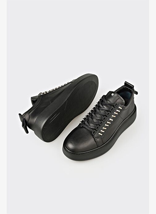 Siyah Deri Erkek Spor Ayakkabı - Görsel 4