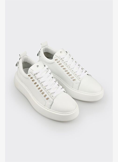 Beyaz Deri Erkek Spor Ayakkabı - Görsel 3