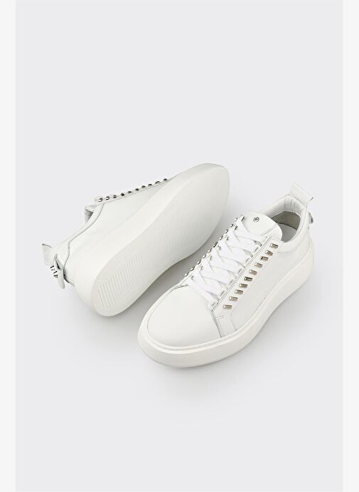 Beyaz Deri Erkek Spor Ayakkabı - Görsel 4